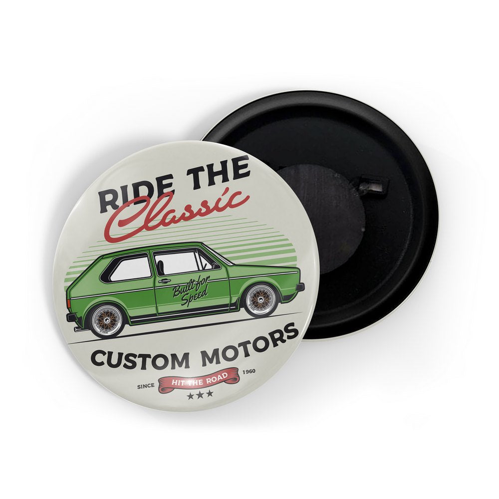 dhcrafts Fridge Magnet Grey Classic legend Vitnage Car Automobile D26 Glossy Finish Design Pack of 1 (58mm)